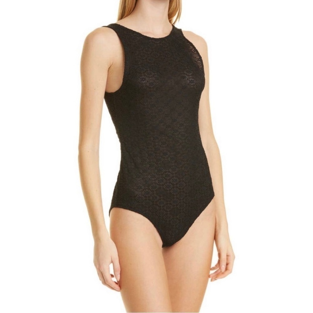 GANNI LACE LOWBACK WOMENS BODYSUIT - BLACK - SZ - SMALL NWOT